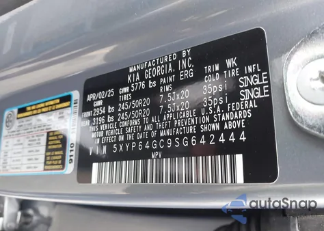 2025 Kia Telluride S z USA, uszkodzony, nr VIN 5XYP64GC9SG642444